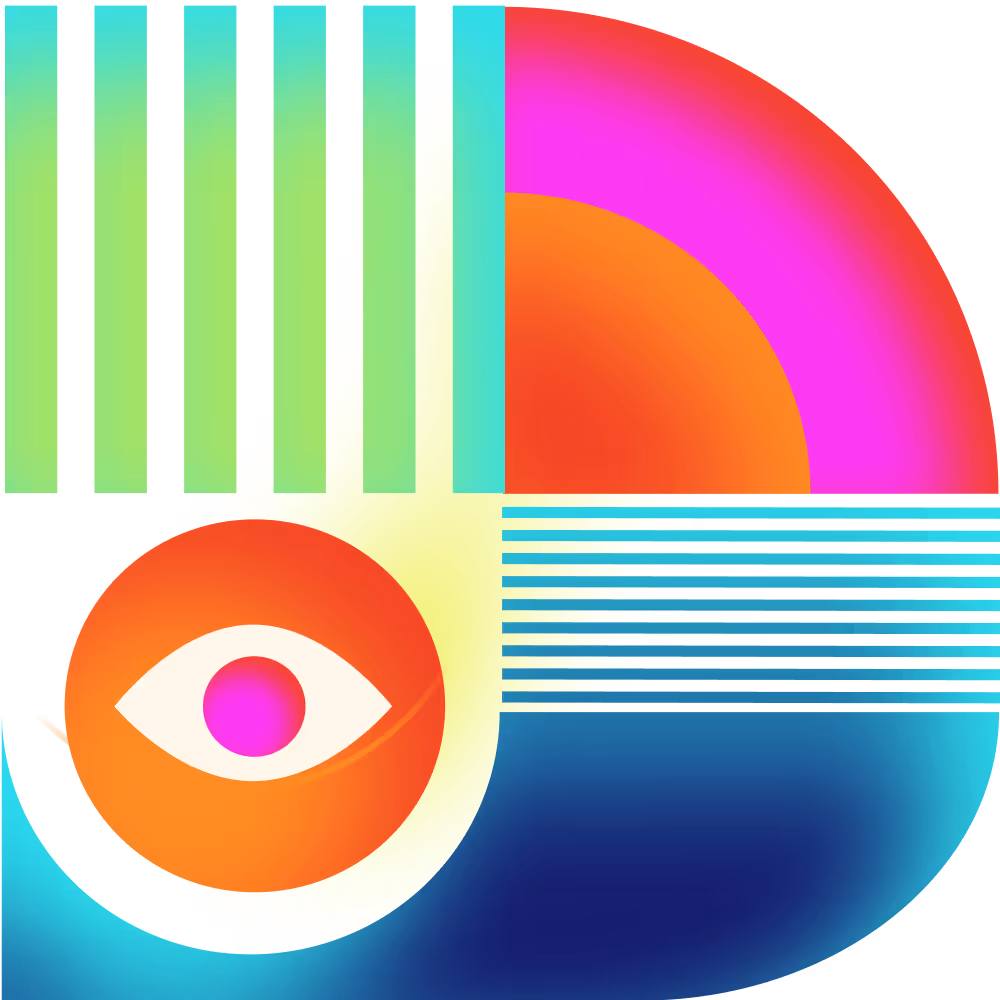 Colorful graphic with an illustrated eye