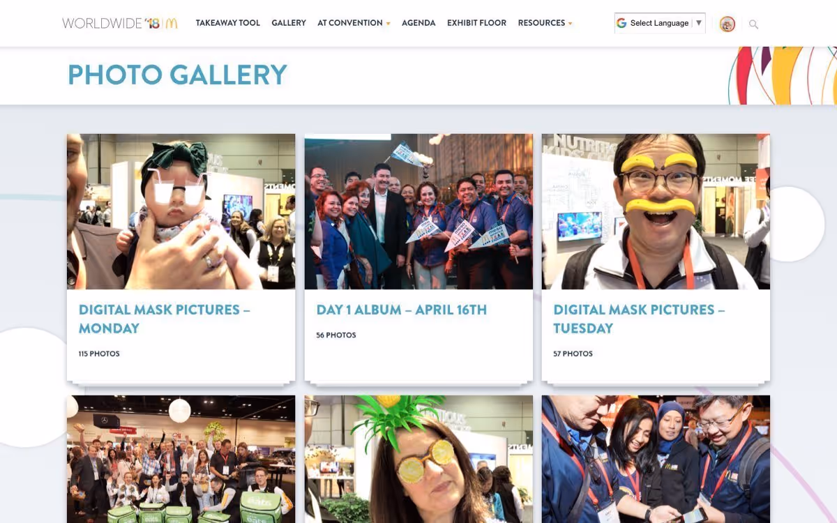 McDonad's Worldwide website photo gallery page