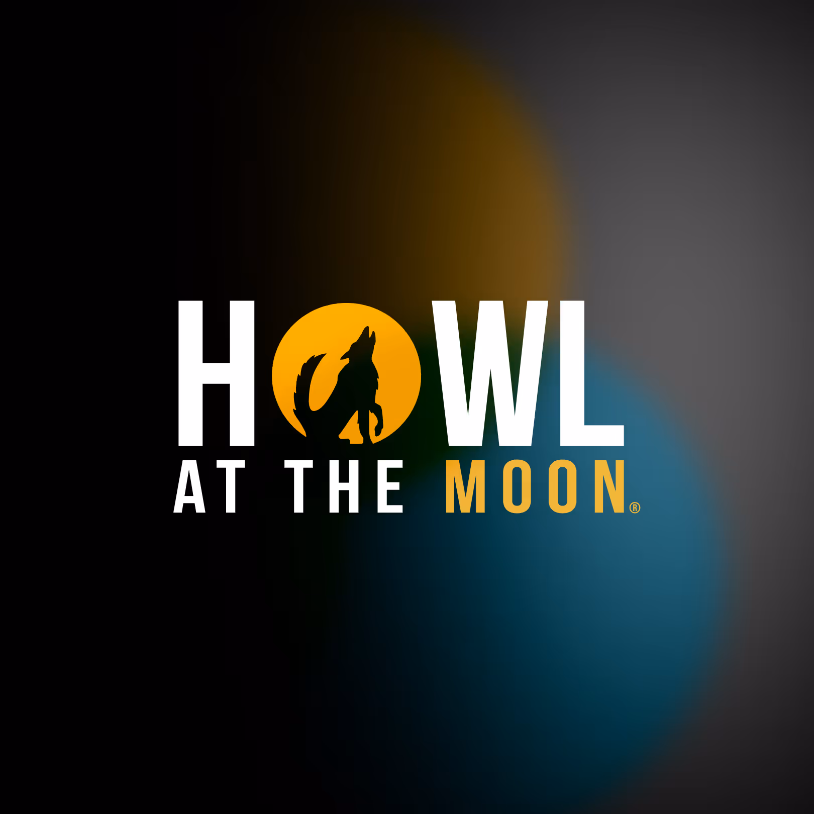 Howl at the Moon logo featuring a howling wolf silhouette inside an orange moon circle.