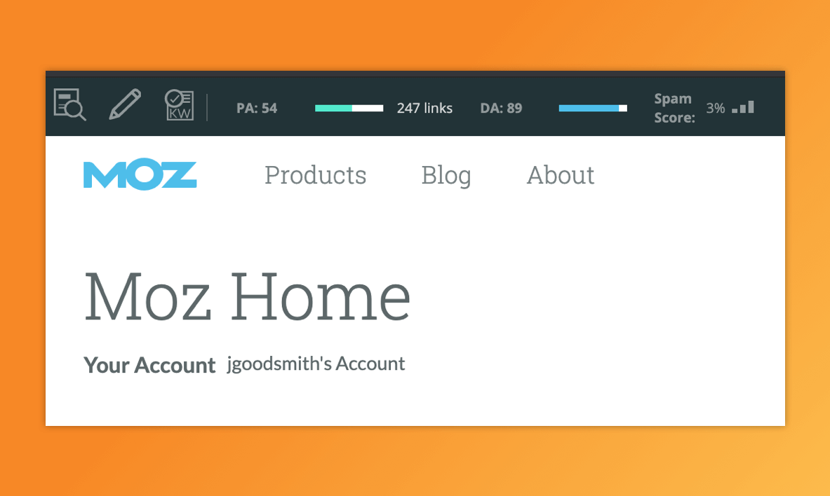 A screenshot of the Mozbar home screen
