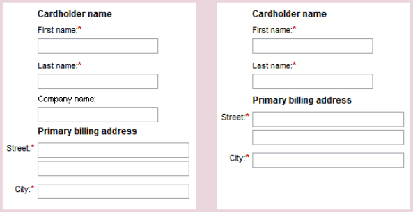 credit card form field