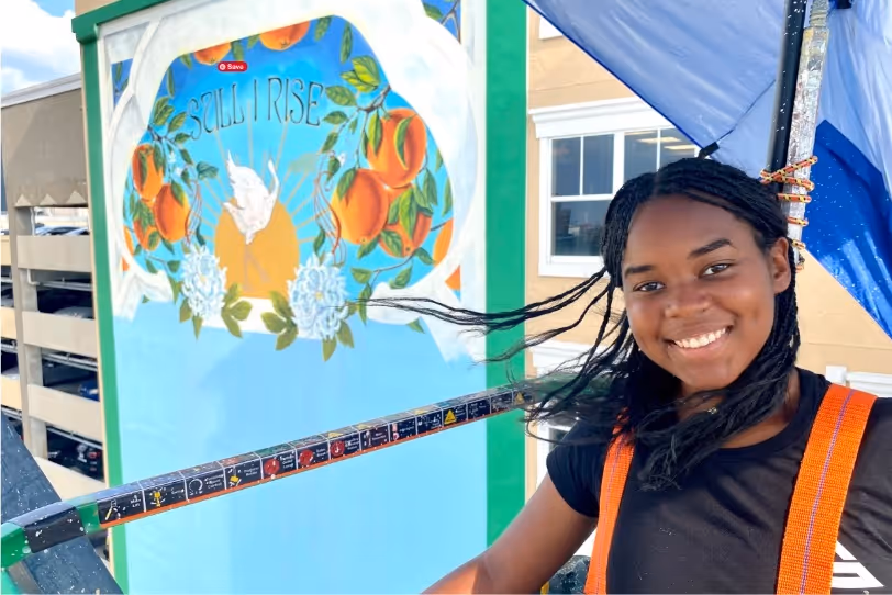 Delia was one of four artists who created the monumental "Still I Rise" mural in Downtown Orlando.
