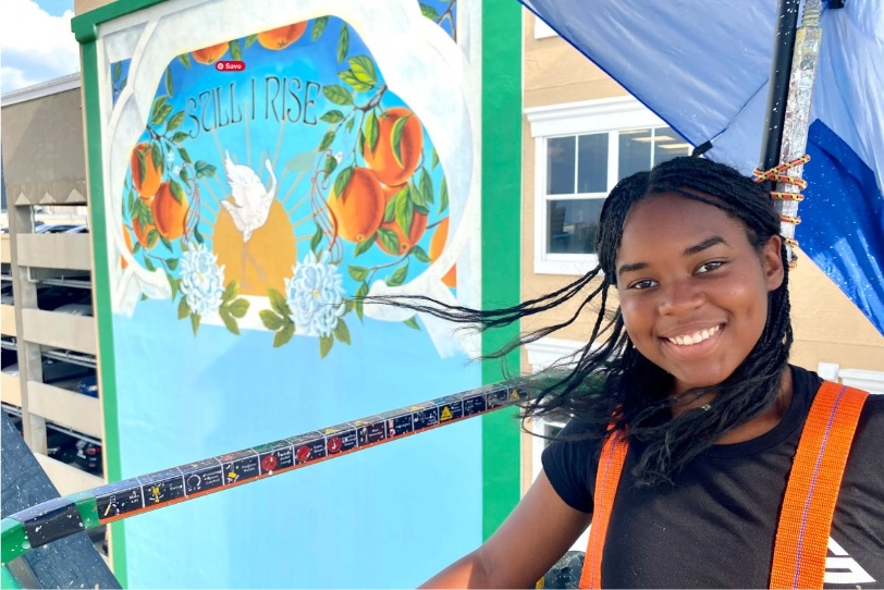 Delia was one of four artists who created the monumental "Still I Rise" mural in Downtown Orlando.