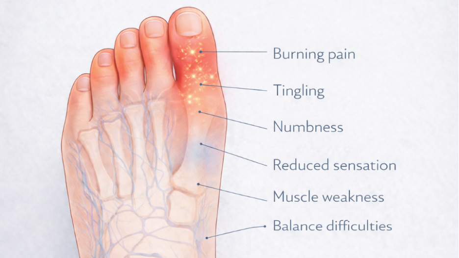 Neuropathy symptoms affecting feet and balance when driving