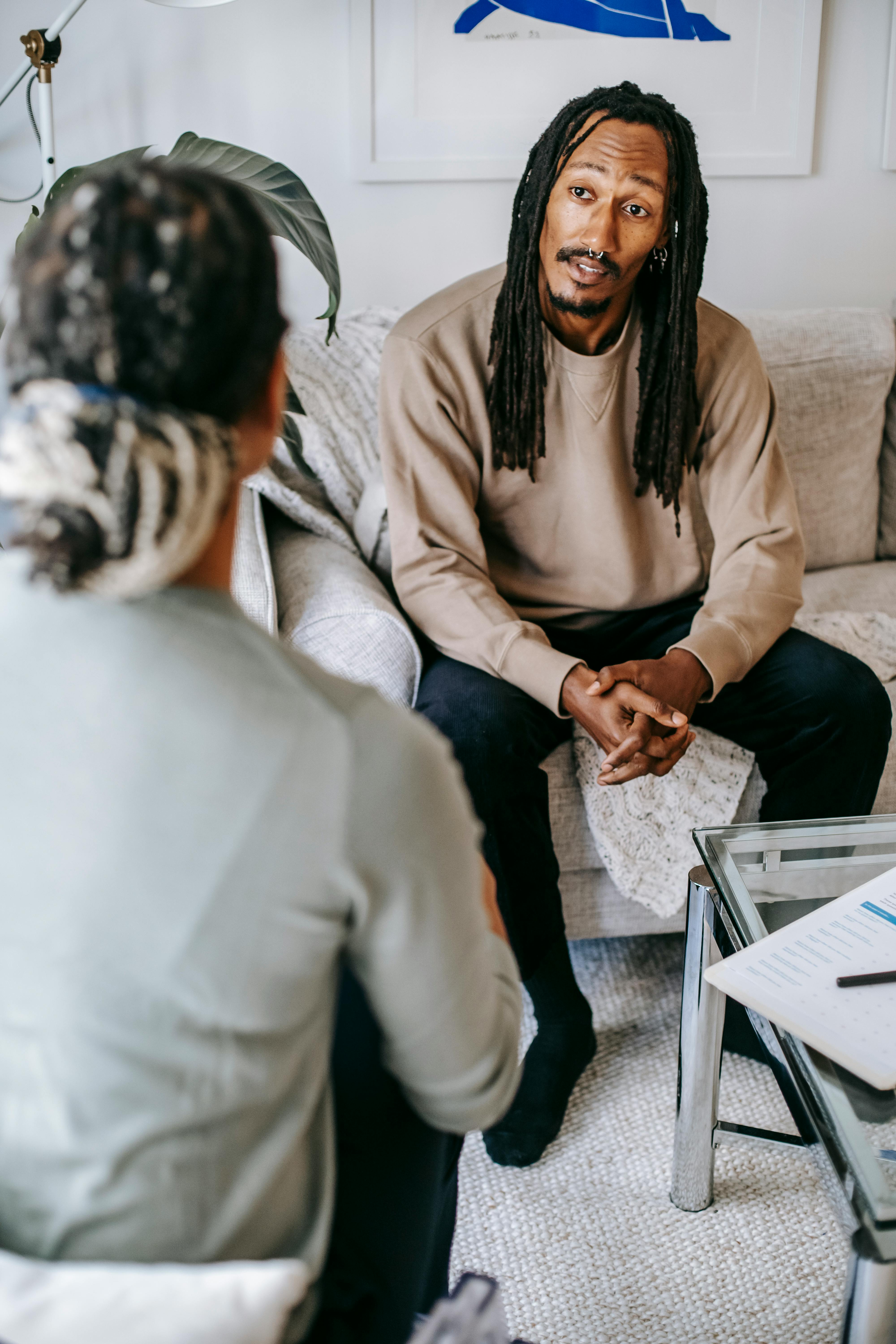 A therapy session between man and woman