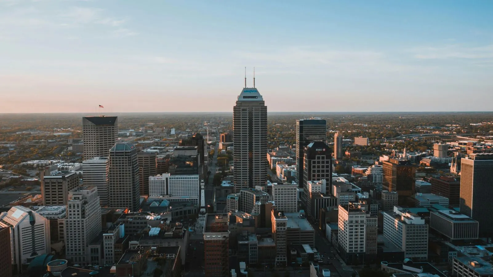 Photo of the Indianapolis, Indiana, city skyline, representing a key US market for homeowners to sell their house and access home equity