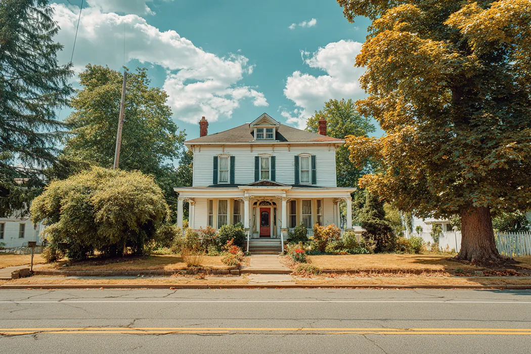 Brick colonial home with white trim in Delaware โ unlock your home equity through Sell2Rent's sale-leaseback program