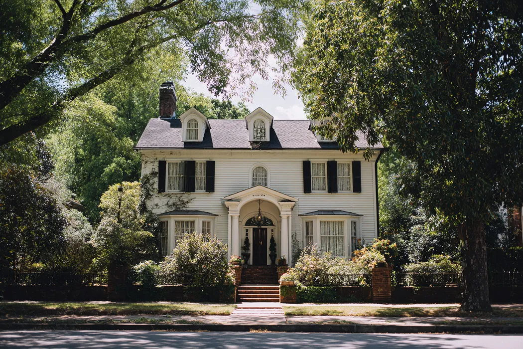 Southern colonial home with stately front columns in Georgia — access your home equity with Sell2Rent's sale-leaseback solution