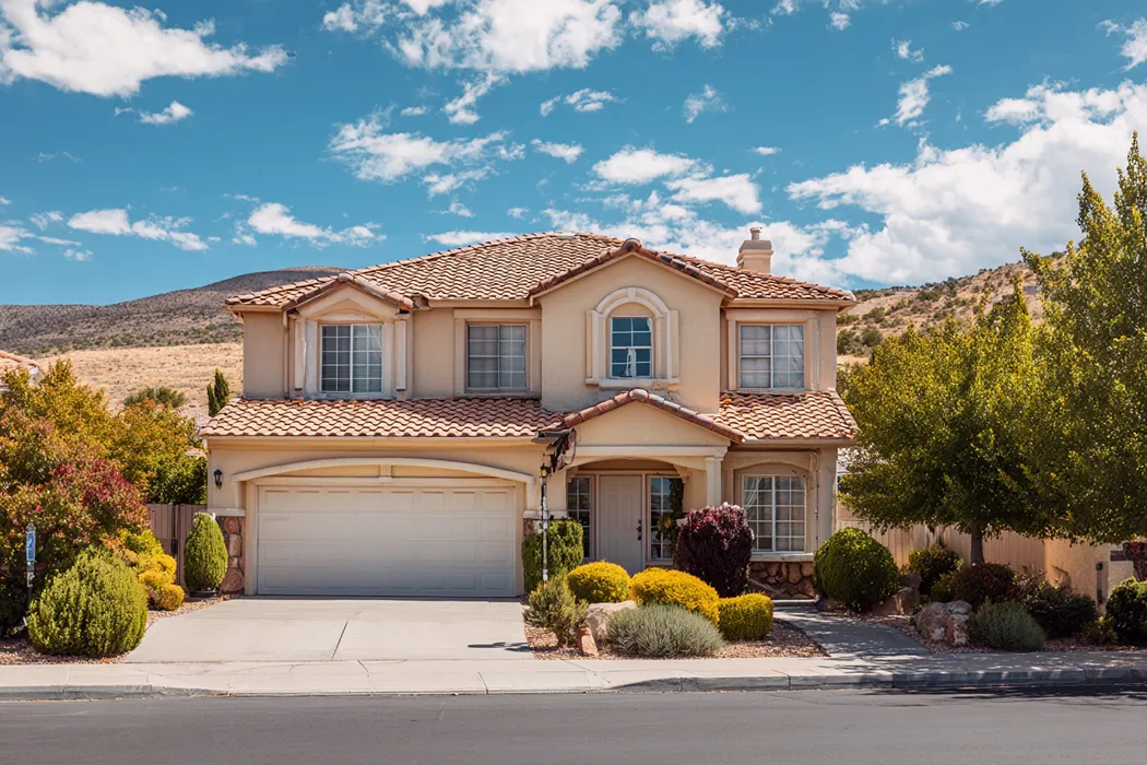 Modern stucco home with desert landscaping in Nevada — unlock your home equity through Sell2Rent's sale-leaseback program
