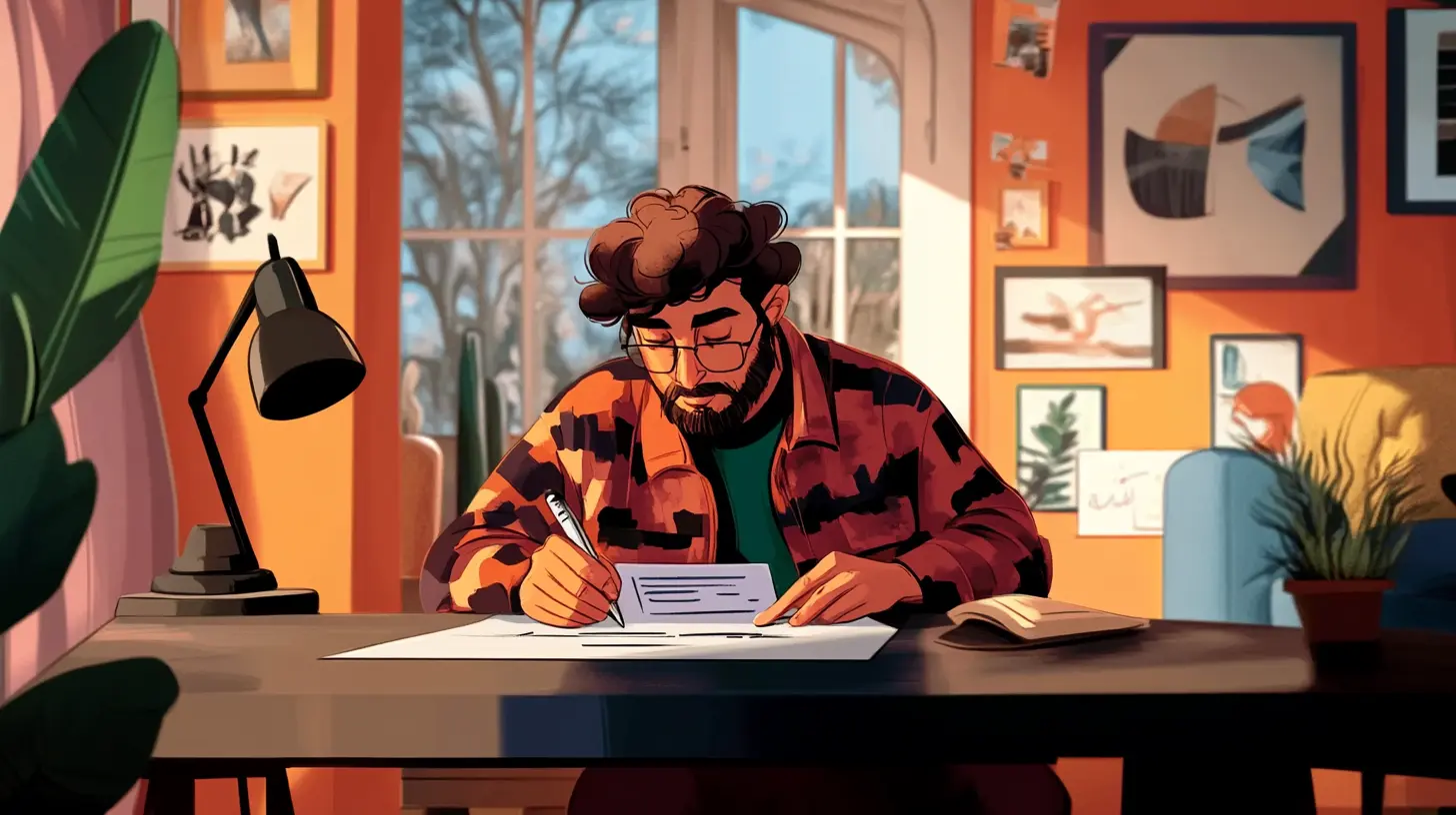 A homeowner carefully reviewing and signing a final contract at his desk, demonstrating the quick and simple sale-leaseback process with Sell2Rent to cover home repair costs.