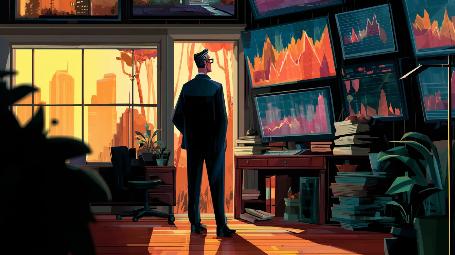 Real estate investor analyzing volatile market data on multiple screens, illustrating the expertise Sell2Rent brings to a complex sell leaseback transaction.