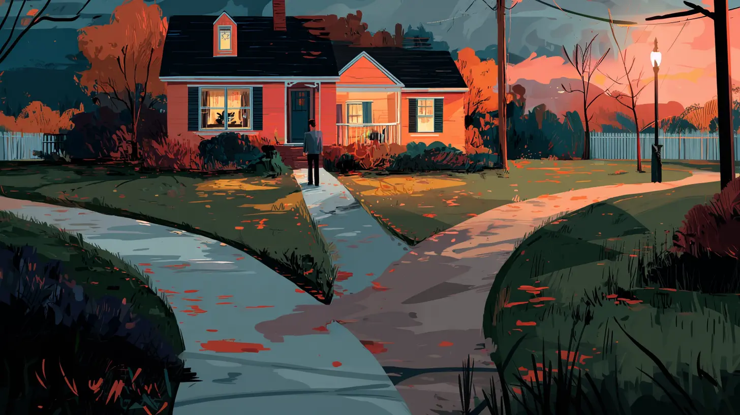 A property owner looking at paths leading toward a residential home, showcasing local home equity release options and debt refinancing strategies for neighborhood families.