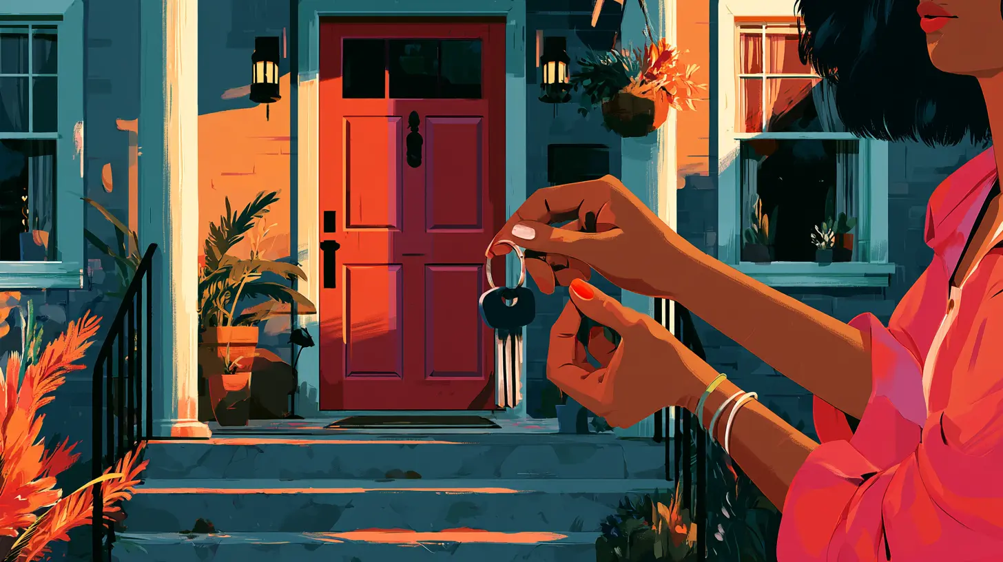 a homeowner holding a set of house keys in front of their front door, explaining why property owners choose home equity access agreements over traditional HELOCs.