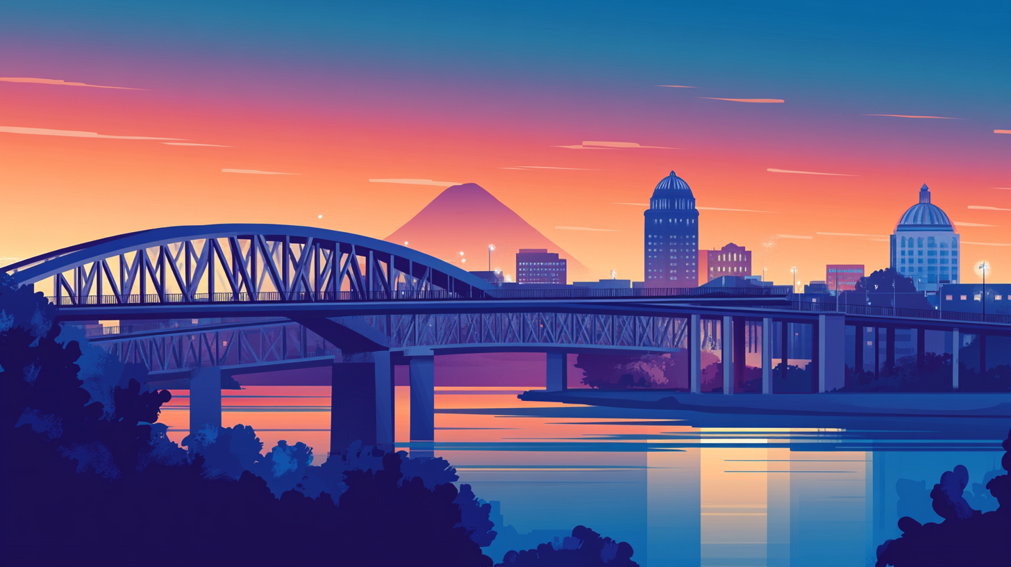 Illustration of the Arkansas State Capitol in Little Rock at dusk, representing a key US market for homeowners to sell their house and access home equity