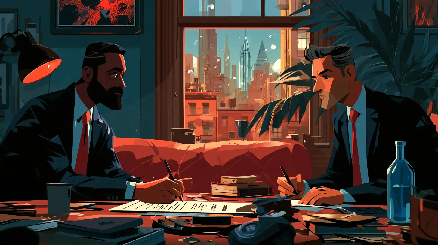 two business partners reviewing financial documents at an executive desk, demonstrating how to explain cap rate versus cash-on-cash return math to property sellers in 2026.