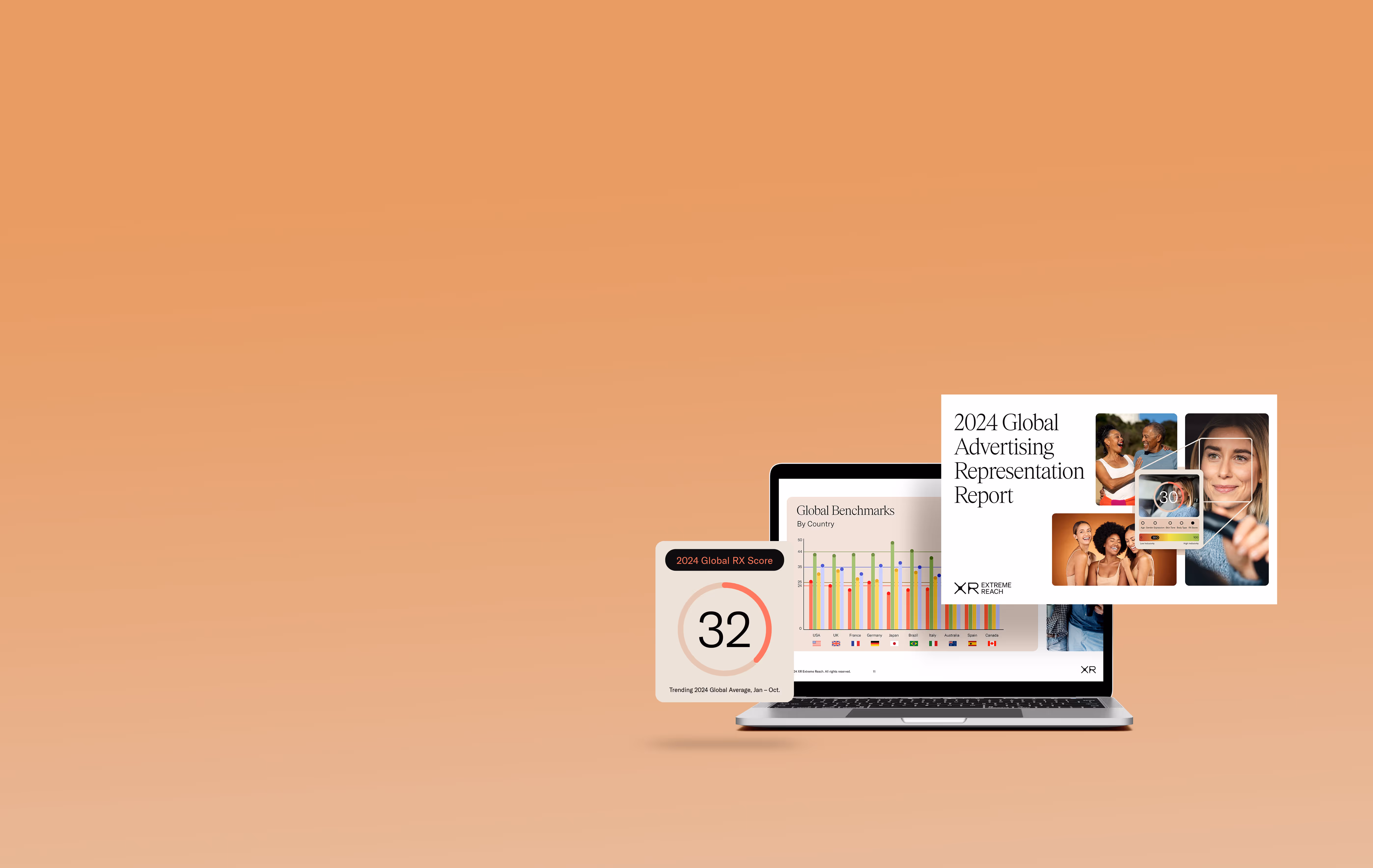 2024 Global Advertising Representation Report displayed on laptop and screen