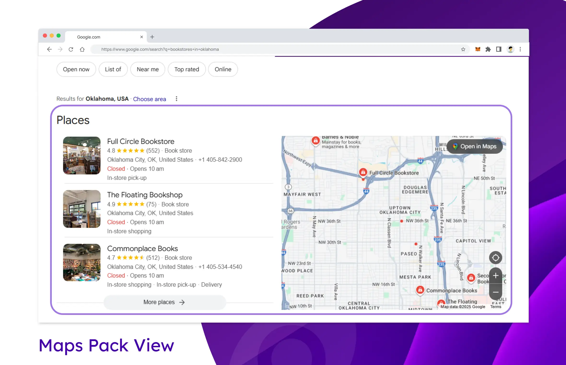 Google Local Search - Maps Pack View