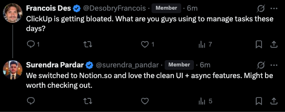 Example of comment on X twitter that promote a brand in a comment