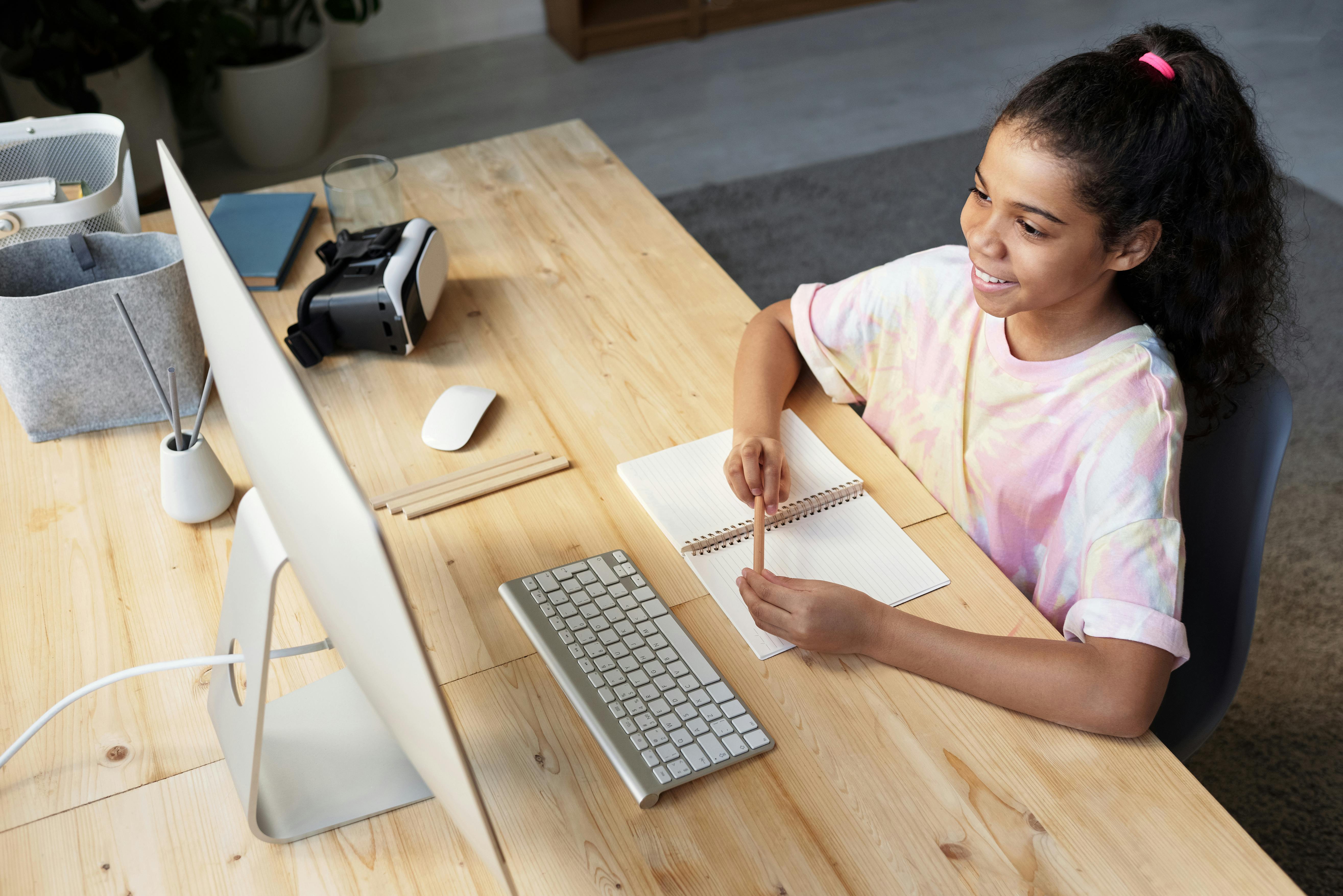 student studying at a computer