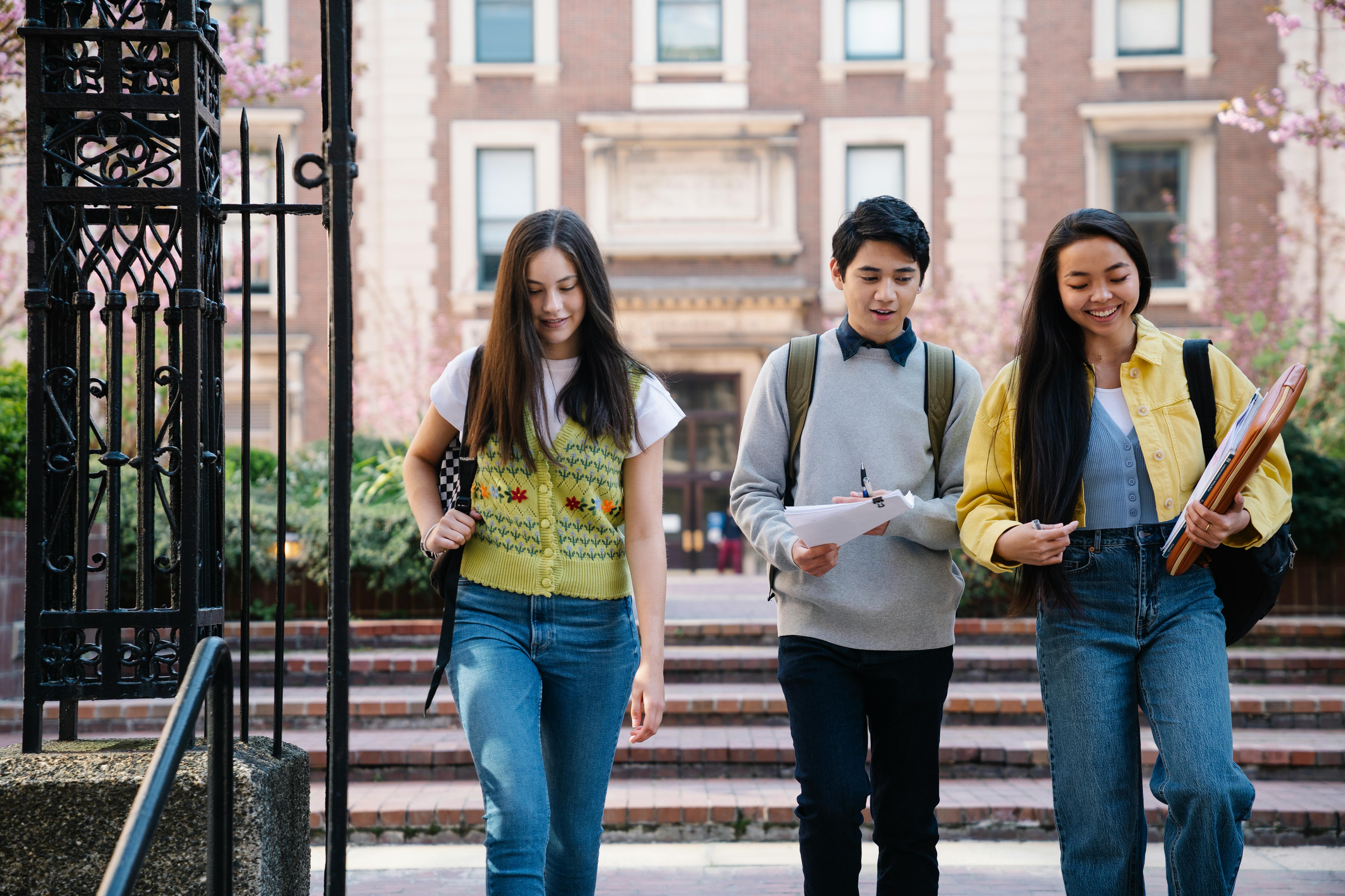 students walking on a school campus