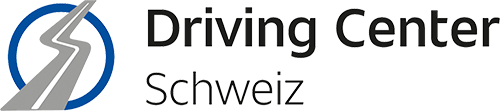 Logo avec rue stylisée en cercle bleu et texte Driving Center Asse Regensdorf & Sennwald.