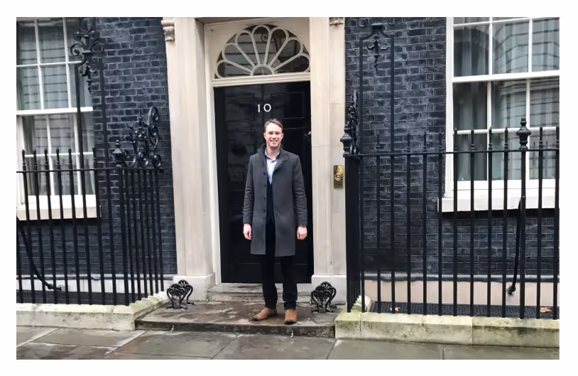 Radio.co founder, James Mulvany, at 10 Downing street in the UK.