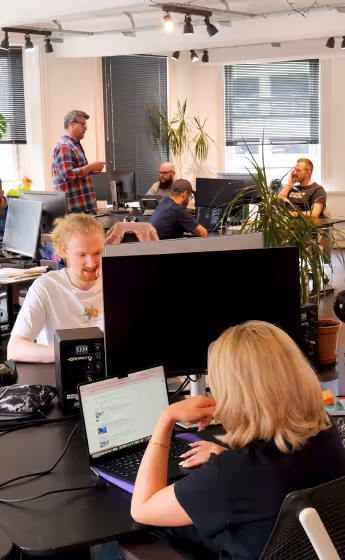 A shot of inside a busy office.