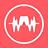 White sound wave icon inside a circle on a pink background.