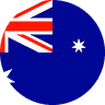 Flag of Australia with a blue background, Union Jack in the top left corner, and white stars on the right.