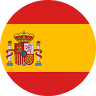 Flag of Spain with three horizontal stripes: red, yellow with the national coat of arms, and red.