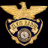 Golden badge with radio tower emitting waves and text 'Elvis Radio Station'.