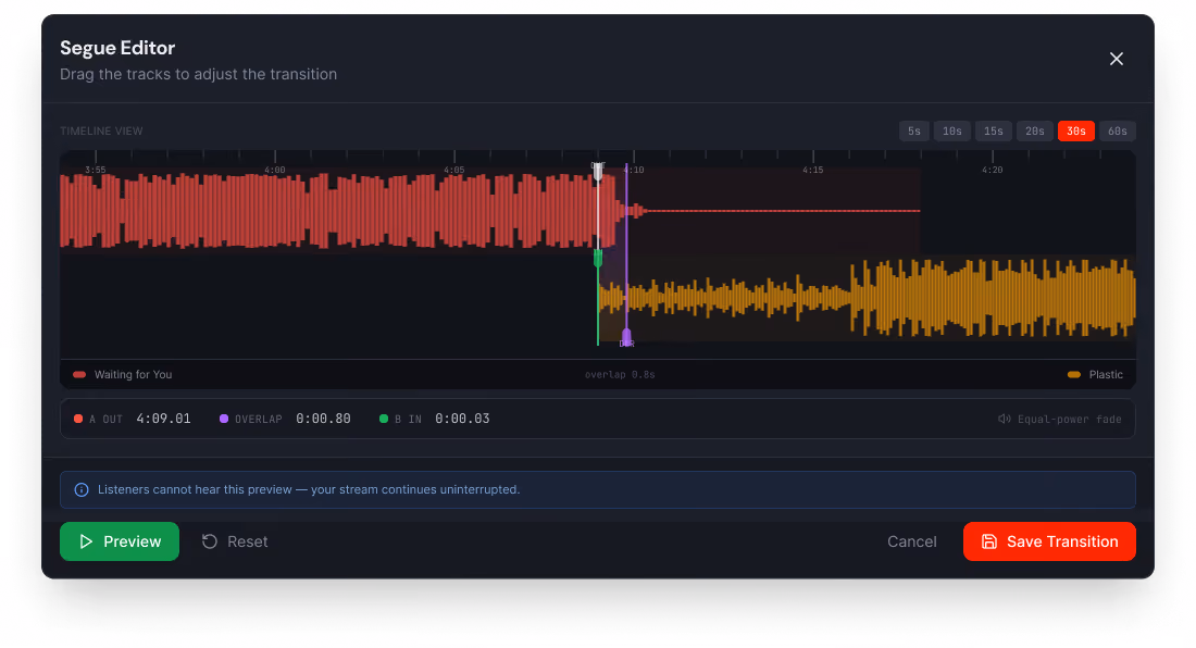 A segue editor for Playout.co.