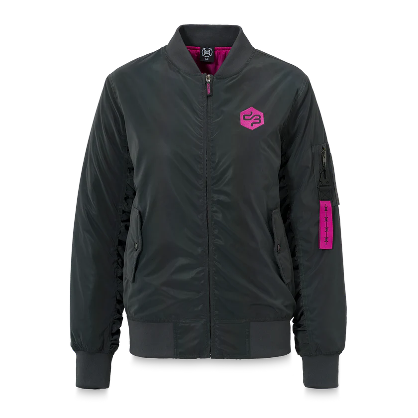 Embroidery logo on the front and on the back. Including a Decibel keychain on the sleeve pocket. The bomber is 3M reflective.