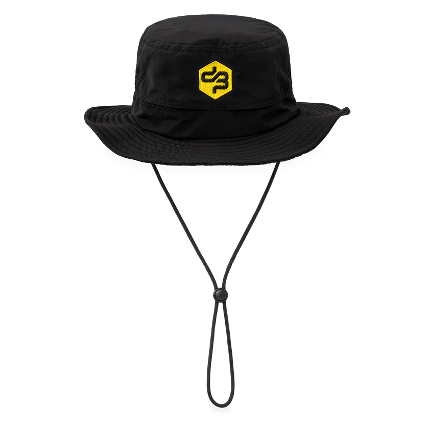 Embroidery Decibel outdoor logo on the cap.