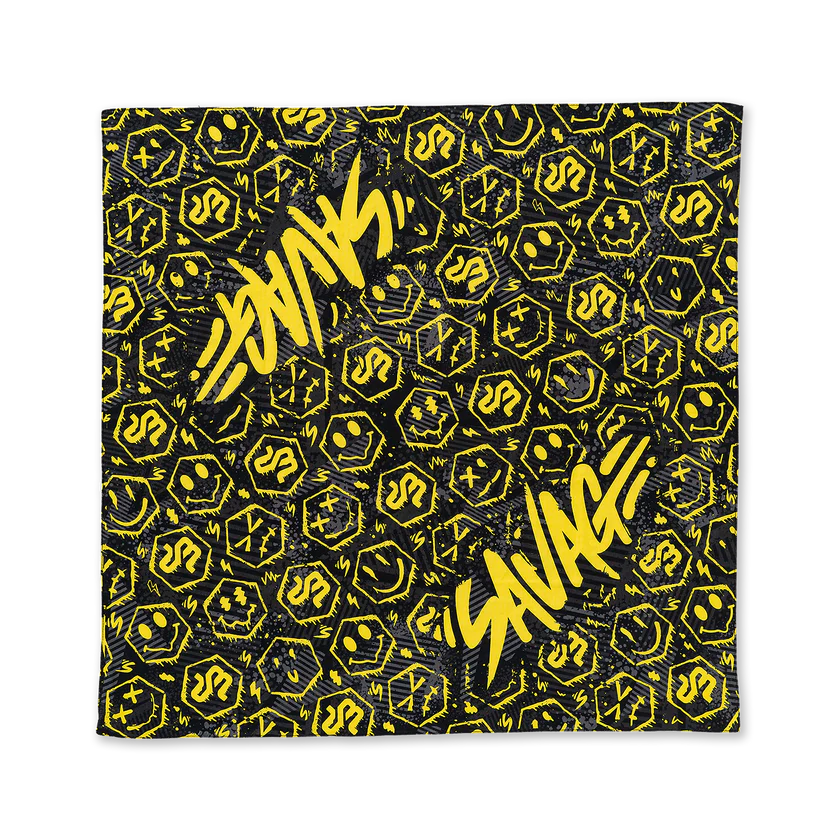 Sublimation Decibel outdoor artwork on the bandana.