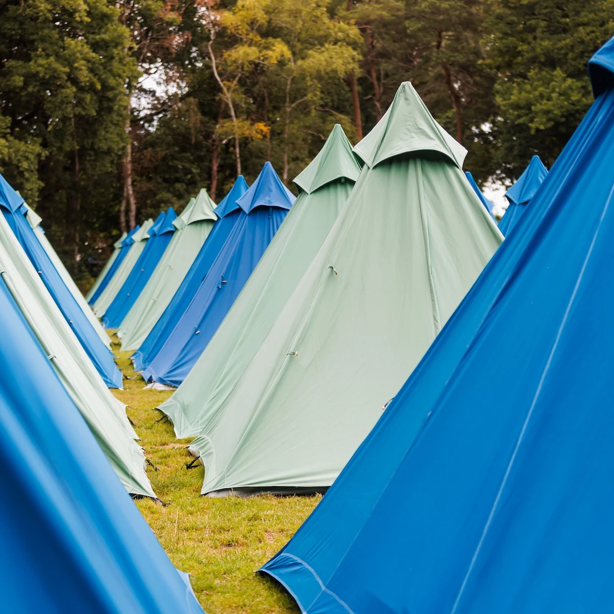 a blue plus tent