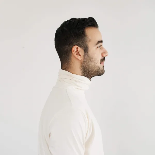 A side image of a man