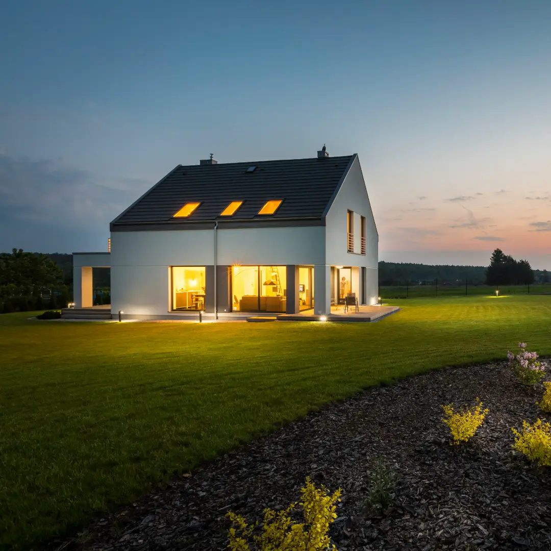 well lit home exterior
