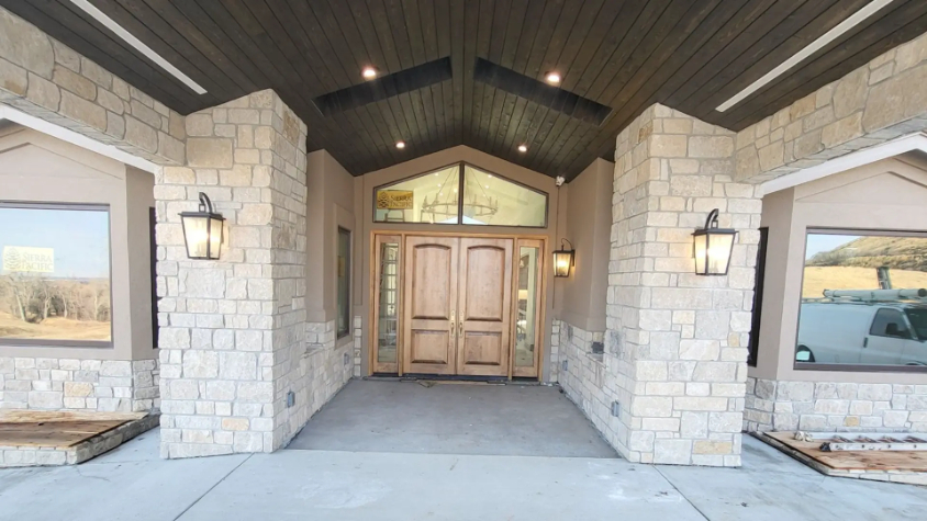beautiful lighting installed on commercial exterior