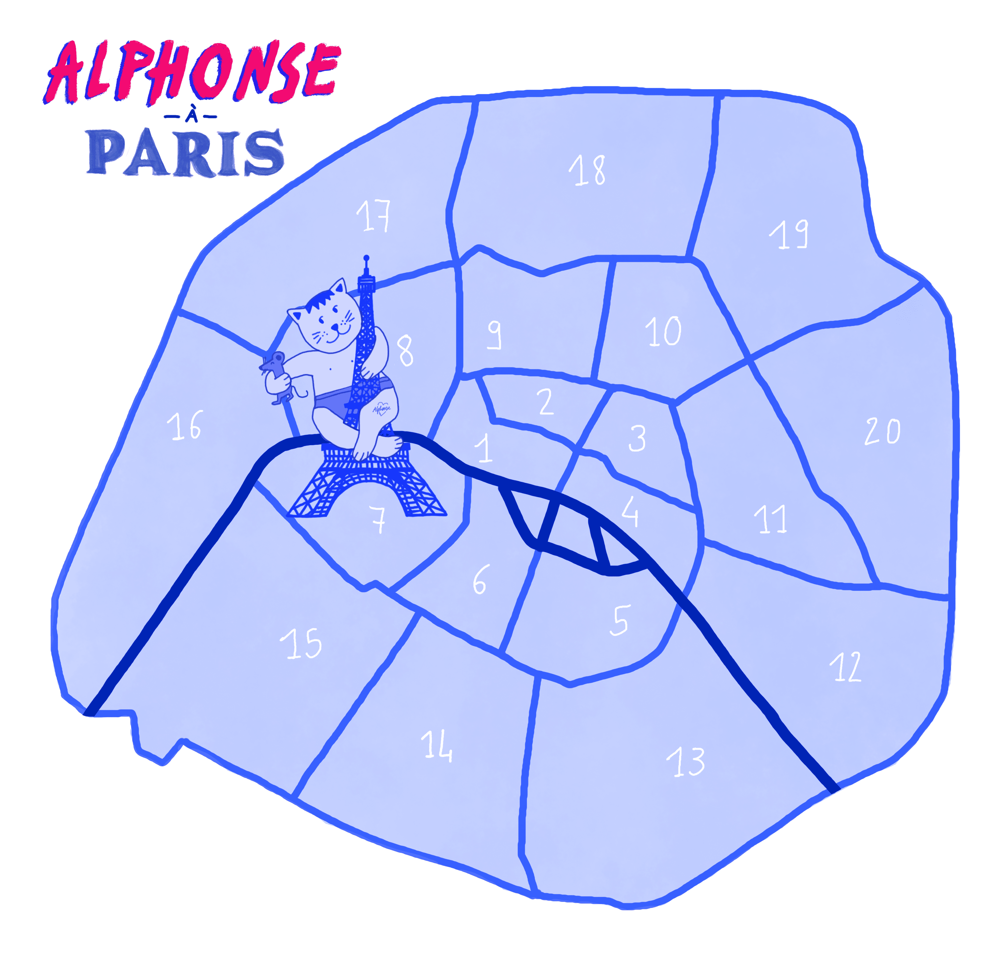 Carte de Paris des lieux de cours de l'Atelier d'Alphonse