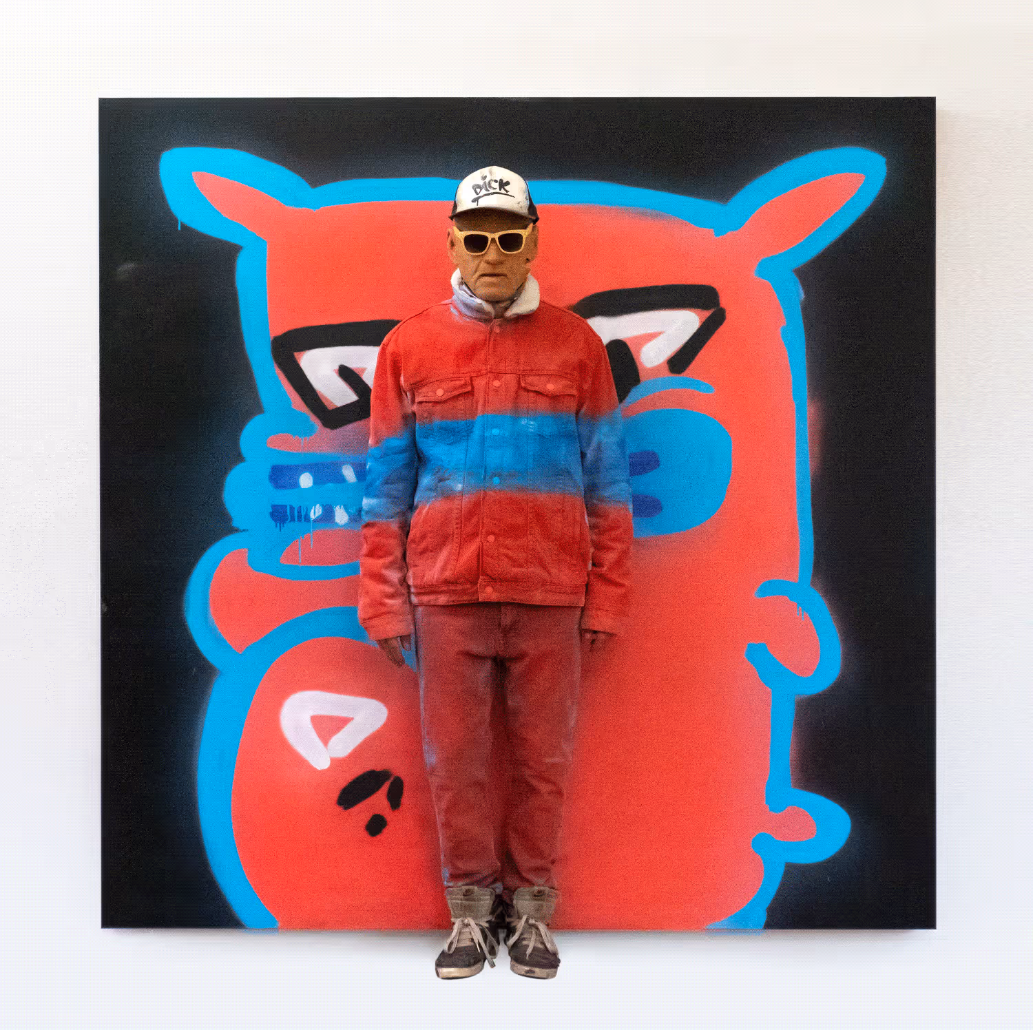 john dick standing in front of kiwie painting