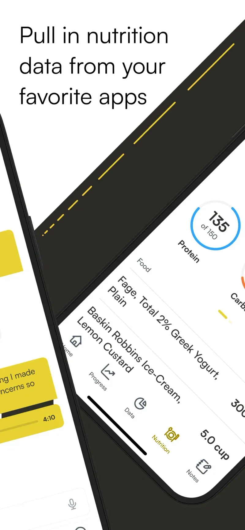 MyCoach nutrition screen tracking protein, carbs and foods