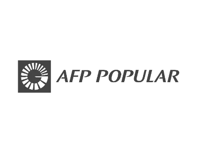 Logotipo de AFP Popular con un diseño circular segmentado a la izquierda del texto.