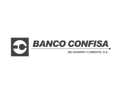 Logotipo de Banco CONFISA con un diseño estilizado y el texto 'Banco CONFISA de Ahorro y Crédito, S.A.'