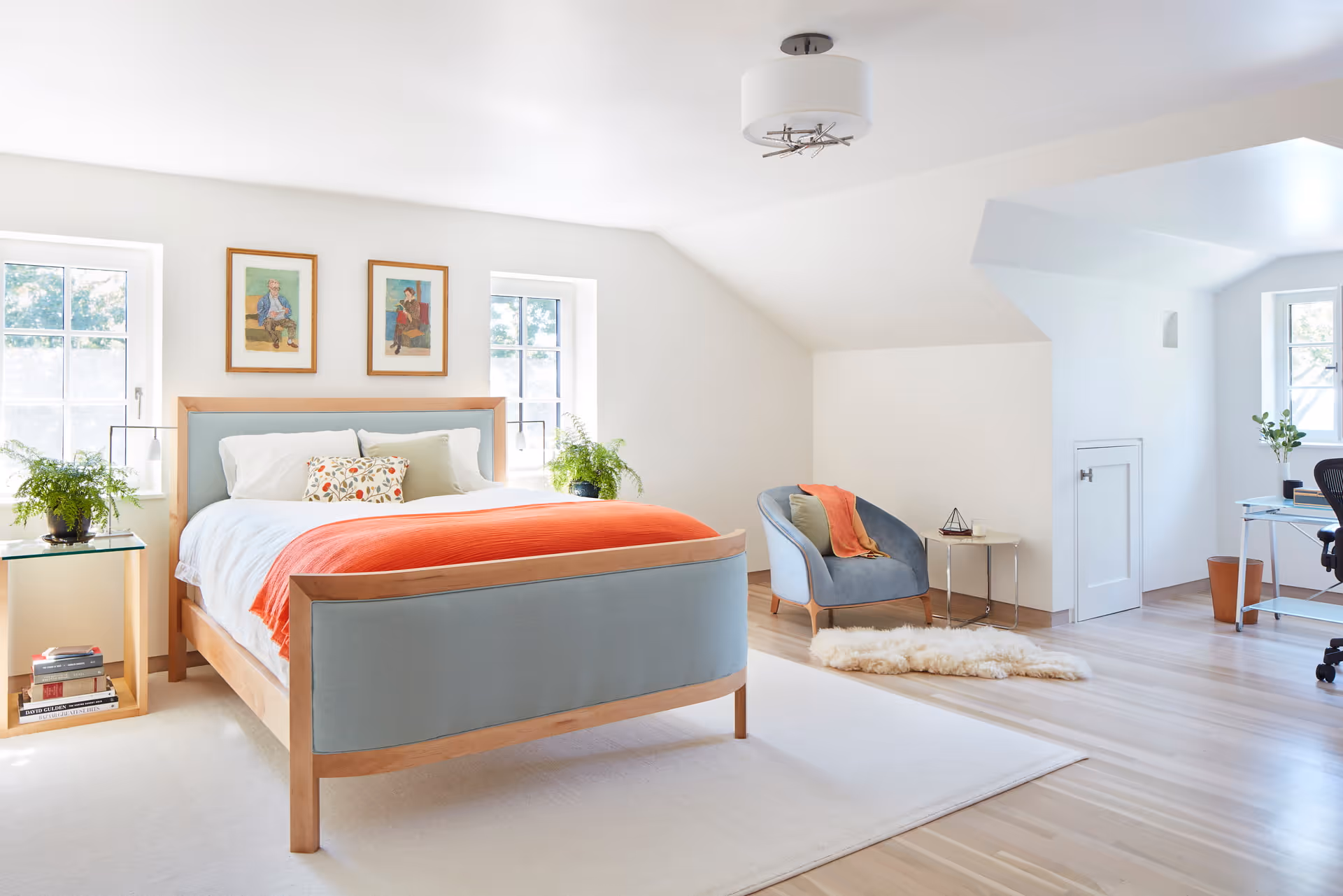 modern master bedroom with natural light, freshly painted in North Shore, MA by BLC Painting