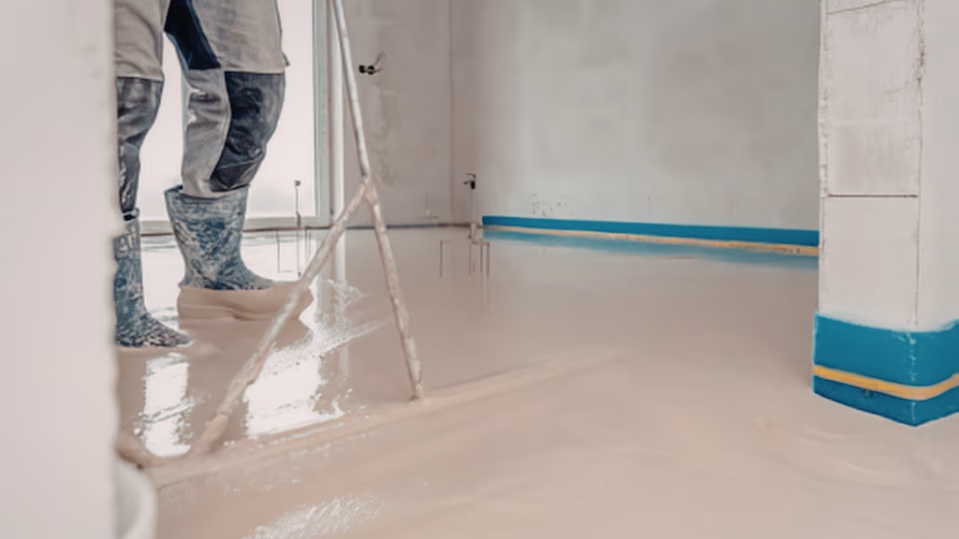 mechanical room with freshly coated floor