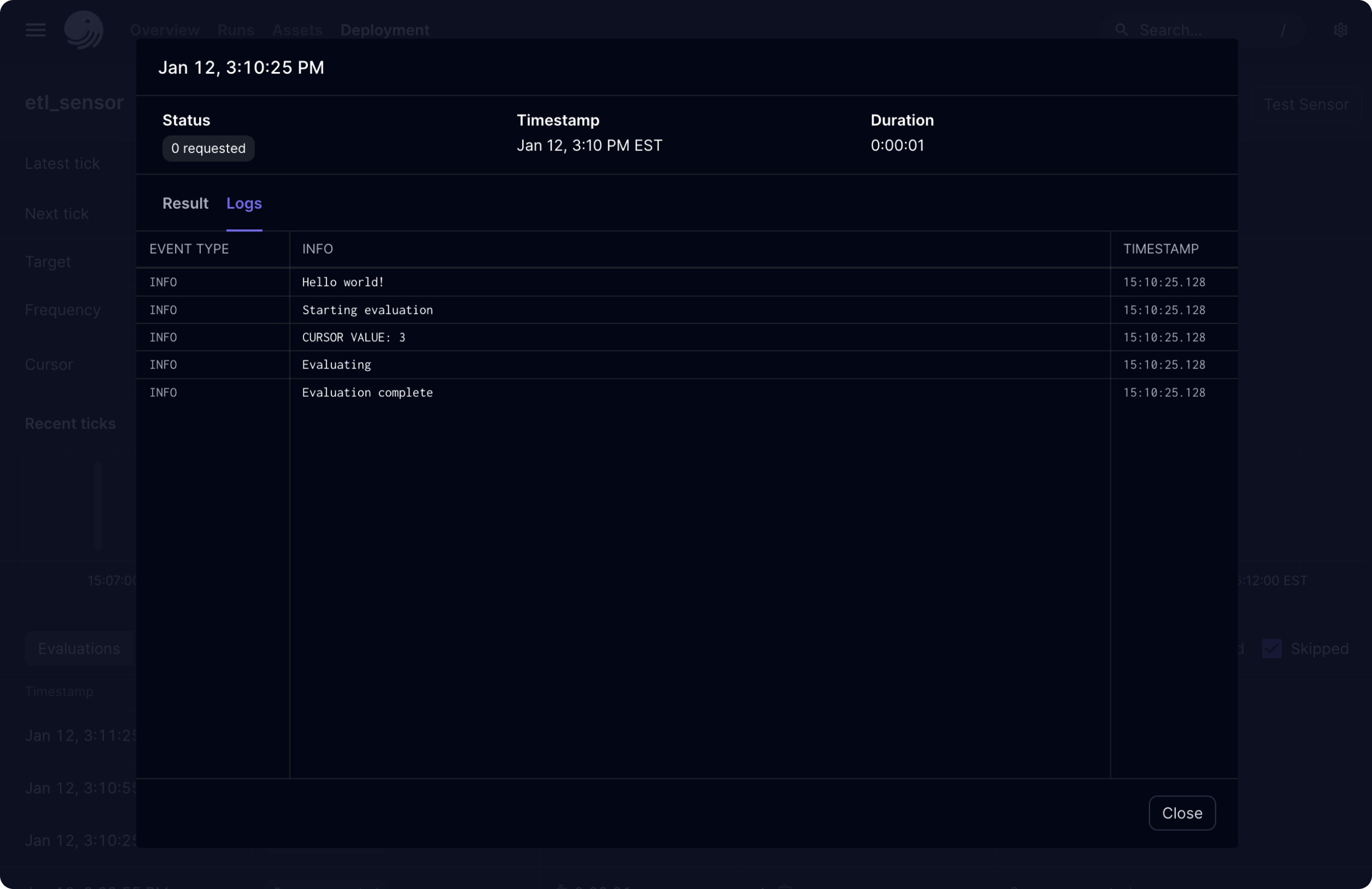 Screen shot that illustrates triggered run tracking released in Dagster 1.6.0.