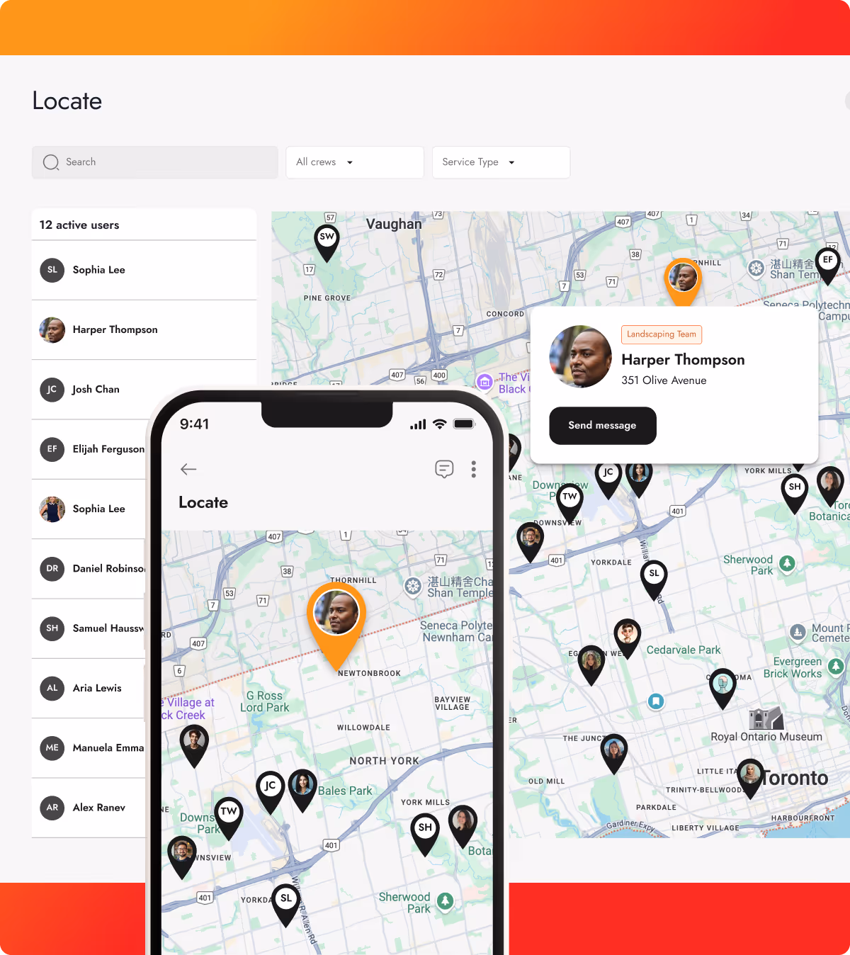 An image of an app and website about location