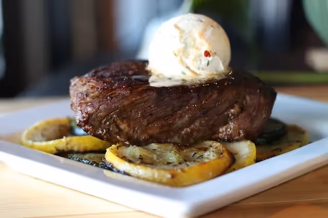 Loot Steak with "rosemary - garlic" butter and sweeet orange - lemon sauce