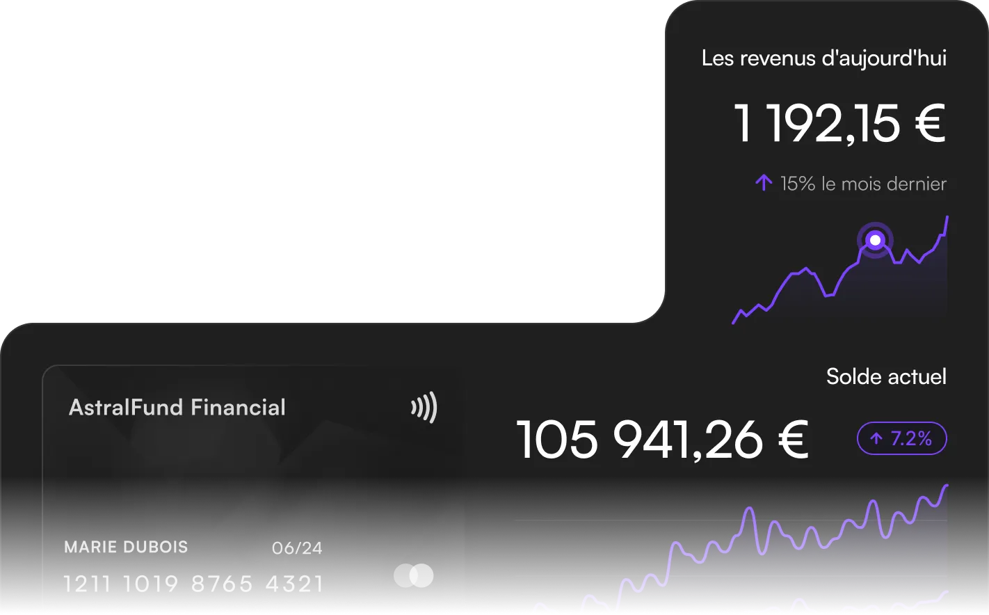 Image showcasing an intuitive bank account management interface with credit card details.